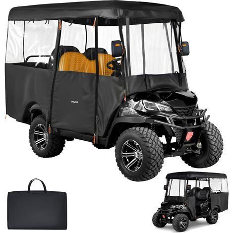VEVOR Funda para Carrito de Golf 420D para 2+2/4 Plazas, Cubierta Impermeable 2,2 m con Revestimiento de PVC, Ganchos Antiviento, Ventana Frontal, Puertas Enrollables Compatible con EZGO Yamaha Honda (1/5)