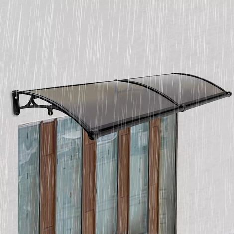 Marquise auvent de porte 200x60cm, Auvent de fenêtre de porte extérieure Auvent de Patio Couverture de pluie Pare-soleil (1/5)