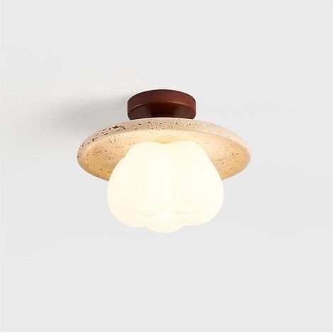 Plafonnier japonais – Pierre jaune – Lumière blanche – Style épuré – Couloir/balcon/chambre