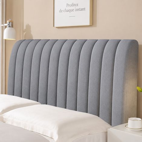 Housse Tête de Lit Velours Cristal Gris Foncé, Modèle Extra Épais à Rayures Verticales, Longueur de Tête de Lit 150CM, Rembourrage Ouaté Épais Anti-Collision, 1 kg – Livraison gratuite