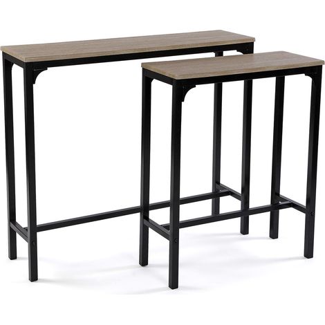 Meuble d'Entrée Étroit pour Entrée ou Couloir, Table Console, Dimensions (H x l x L) 80 x 25 x 95 cm, Bois et métal, Couleur: Noir (1/5)