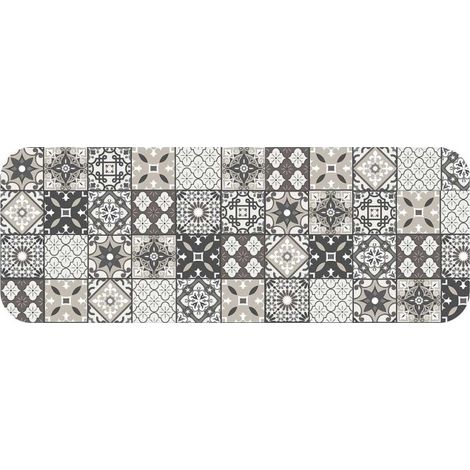 Tapis Imprimé "Gaston" 45x120cm Gris & Blanc