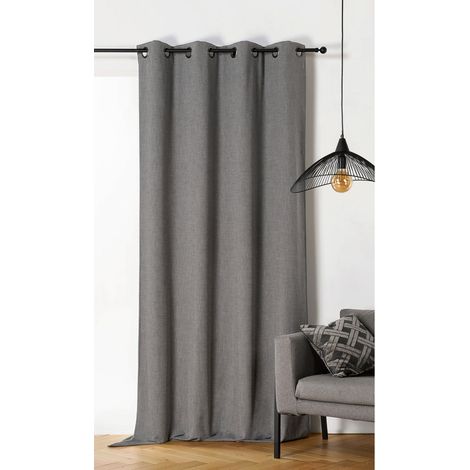 Rideau obscurcissant et isolant - - Effet tissé Gris anthracite 140x260 cm (1/2)