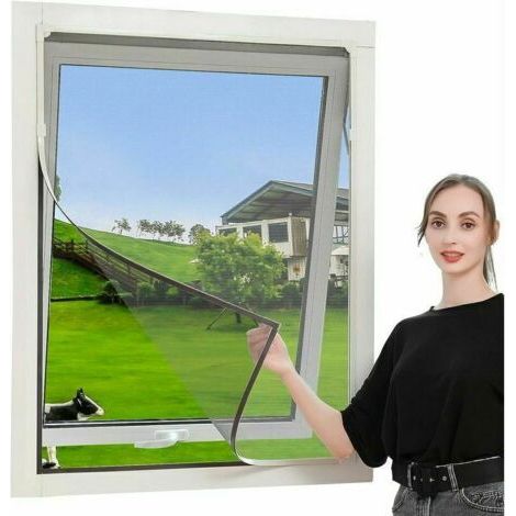 Moustiquaire Fenêtre Magnétique Découpable Anti-Insectes 150 x 175 cm - Rideau Moustiquaire Aimanté avec Cadre Ajustable - Lavable, Pas Besoin de Perçage, Ignifugé et Étanche - Cadre Blanc en Maille. (1/4)