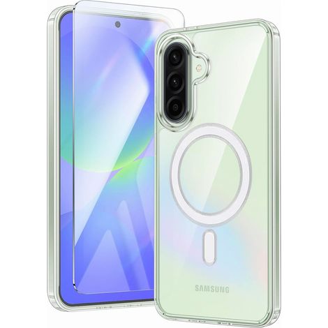Funda para Samsung Galaxy A36 5G, resistente a caídas MagSafe, transparente + cristal templado 9H (1/4)