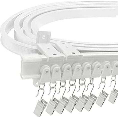 Tringle à rideaux, Rail de rideau de plafond flexible pour baie vitrée, environ 5 m, pliable courbe support mural en plastique robuste pour séparateur de chambre (1/4)