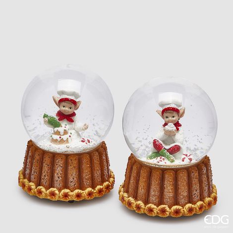 EDG Enzo De Gasperi Sfera Acqua Elfo di Natale Carillon Ass. H 14 Cm D 10 Cm Multicolor