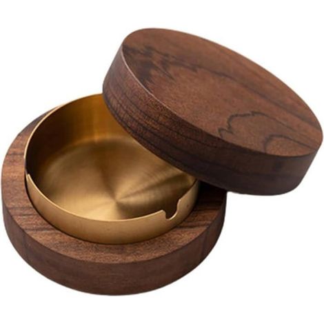 Cendriers coupe vent en bois,avec couvercle,résistants au vent et aux odeurs,adaptés aux bars,salons,bureaux et Wood silve CENDRIER (1/5)