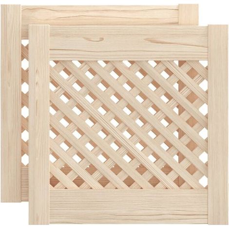 Deux portes d'armoire à croisillons, 39,5 x 39,5 cm, en pin massif.