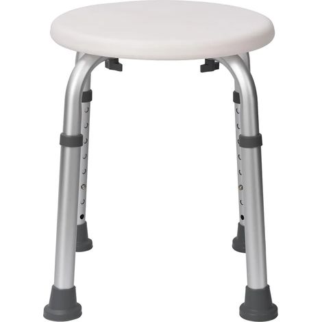 Tabouret de douche AIORBER en aluminium réglable en hauteur avec pieds antidérapants, capacité de charge de 136 kg, tabouret de salle de bain stable, blanc (1/5)
