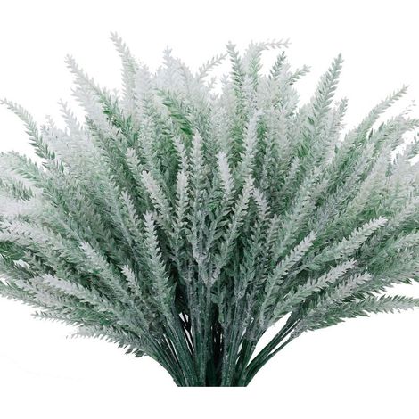 Fleurs Artificielles Lavande Coloré Flocké Bouquet DIY Décoratif En Pot Jardin Conception Simulation Fleur De Mariage Jardin Bureau Meubles Décoration 12 Pcs Blanc (1/5)