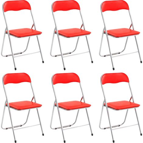 Set Di 6 Sedie Pieghevoli Con Struttura In Ferro Imbottite Salvaspazio Per Giardino Sala Riunioni Eventi Cucina Rosso