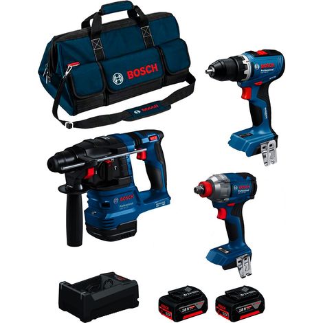 Kit Combo Bosch 18V con 3 utensili: GSR + GDX + GBH + 3x 5.0Ah + GAL 12V/18V-80 (1/5)