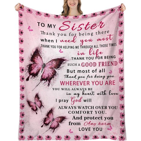 Schwesterdecke 152 x 127 cm – Schmetterlingsmuster, Geburtstags- und Weihnachtsgeschenk, perfekt für Schwestern, kompatibel mit Sister Brands