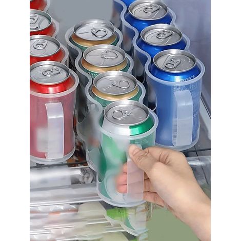 Boîte de rangement pour boissons transparente et empilable à 4 compartiments, organisateur de canettes de soda pour plan de travail de cuisine, armoire, réfrigérateur, fête, rangement de snacks de bur (1/5)
