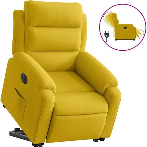 Maison Exclusive - Poltrona Alzapersona Reclinabile Elettrica Gialla in Velluto (1/5)