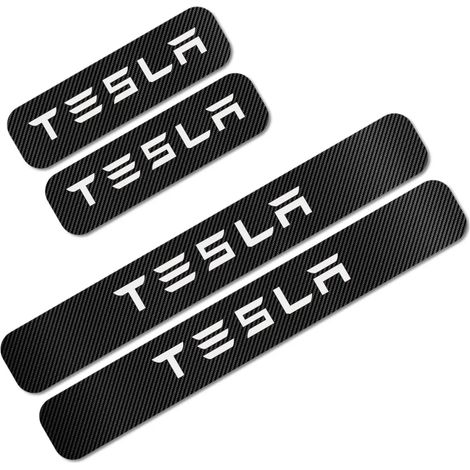 (Pour Tesla) Protection de seuil de porte de voiture,autocollant décoratif en fibre de carbone,accessoire auto pour Tesla Model 3 S X Y P100D (1/3)