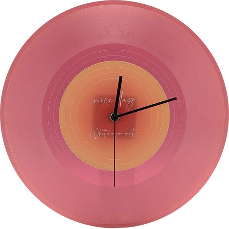 Horloge murale minimaliste en forme de disque vinyle de 30 cm (12 pouces), semi-transparente, facile à accrocher, idéale pour le salon, la salle de classe ou la cuisine (rouge). (1/5)