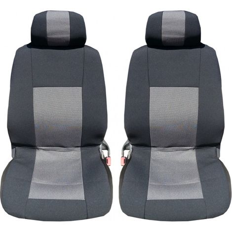 1+1 Luxus-Premium Universal-Sitzbezüge, Bezüge für Vordersitze für Auto, Bus, Jeep, Farbe Grau-Schwarz