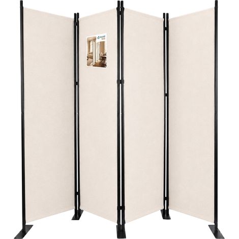 VOUNOT® Biombo de 4 Paneles Separador de Ambientes Plegable 228x30x164 cm Pantalla de Privacidad Beige