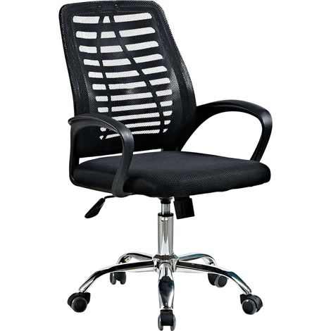 Silla Escritorio Oficina Skelet, Reposabrazos, Altura Regulable, Tela Transpirable Negro 62x89-100x60 cm