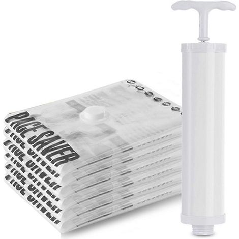 Lot de 6 sacs de rangement sous vide avec pompe manuelle de voyage pour le rangement des vêtements - XL (1/5)