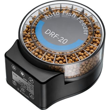 Mangeoire automatique pour aquarium avec minuterie, distributeur de nourriture pour poissons avec écran LCD, alimentation automatique pour poissons (capacité 20 x (1/5)