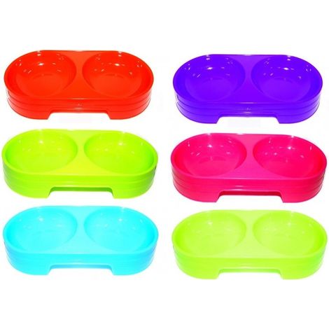 TrAdE Shop Traesio - Ciotola 2 Vaschette Plastica 28x13,5x6,5 Cm Per Cocker Cane Gatto Animali Domestici Mangiatoia Cibo Acqua -