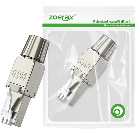 Conector RJ45, instalación sin herramientas, compatibilidad de alta velocidad, CAT7 STP, 10 unidades. (1/2)