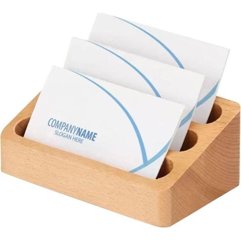 Bardusch-Porte-cartes 3 étages en bois massif, rangement bureau, maison ou réception (1/5)