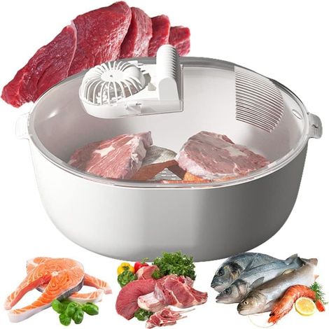 Vassoio di scongelamento 4 in 1 per carne congelata, scongelamento rapido della carne con cestello di drenaggio a doppio strato, macchina per la conservazione e lo scongelamento ermetico degli aliment (1/5)