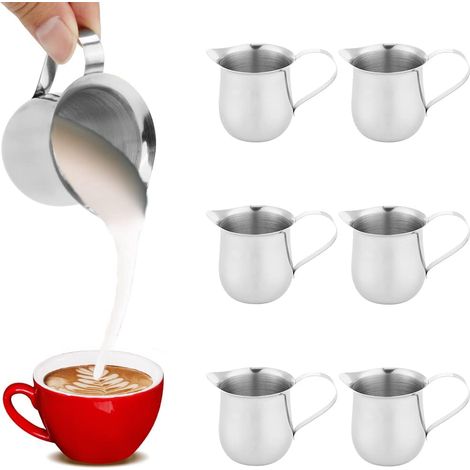 Milk Pitcher - Stainless Steel - 90 Ml - 60 X 63 Mm - For Coffee Art And Cream Serving - Set Of 6 (1/5)