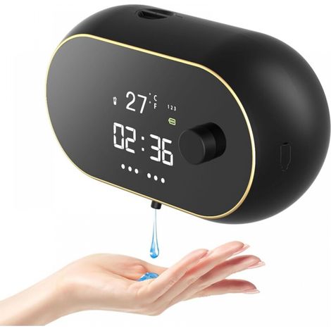 Distributeur automatique de savon, distributeur de lotion sans contact, distributeur de liquide vaisselle mural, rechargeable intelligent, noir (1/5)
