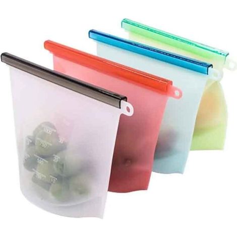 Sac de cuisine en silicone réutilisable sans BPA, sac de rangement en silicone pour fruits et légumes, sac alimentaire (1/5)