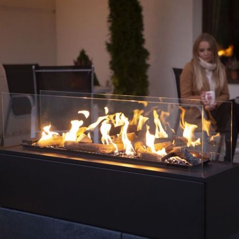 Azura Home Design – Chauffage extérieur gaz patio horizontal acier 17,5 kW – Brûleur céramique – Fonctionnement jusqu'à 10h – Sécurité anti-basculement