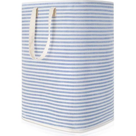 Panier à linge sale pliable en tissu imperméable de 72 L, grande capacité, bleu
