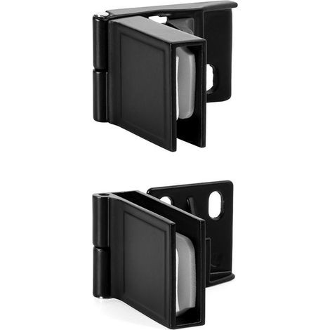 HERRAJES ALK bisagra puerta de cristal interior negro , La bisagra para puerta de cristal interior en acabado negro sirve para montajes sin perforar el vidrio. Está fabricada (1/3)