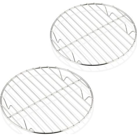 Lot de 2 grilles de refroidissement rondes en acier inoxydable - Pour cuisson à la vapeur - Diamètre : 19 cm - Saine et durable - Passe au lave-vaisselle (1/4)