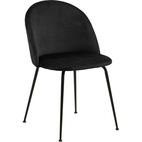 Silla tapizada Louise con patas de metal capitoné negras (1/5)