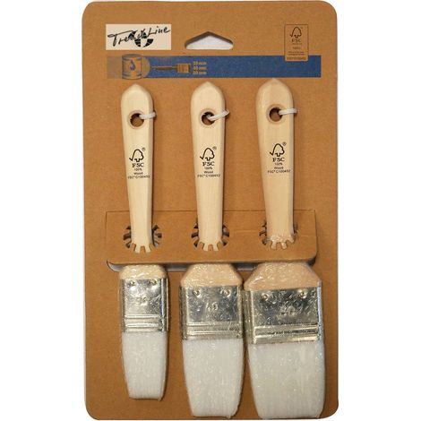 TrendLine Acryl-Pinselset 3 tlg Lackierpinsel Flachpinsel Pinselsatz