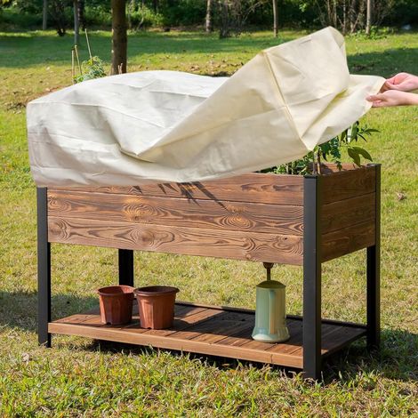 Housse de protection jardin 100x40x45cm couleur sable avec cordon, barrière anti-insectes oiseaux et gel pour plantes et légumes