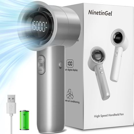 Ventilatore portatile, 100 velocità regolabili, mini ventilatore con flusso d'aria potente e turbo, batteria ricaricabile da 5000 mAh - Ventilatore personale ideale (1/5)