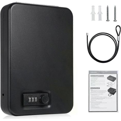 Coffre-fort portable de voyage avec serrure à 3 chiffres et câble de sécurité en acier de 90 cm (3 pieds) pour passeport et bijoux - JXLGV (1/4)