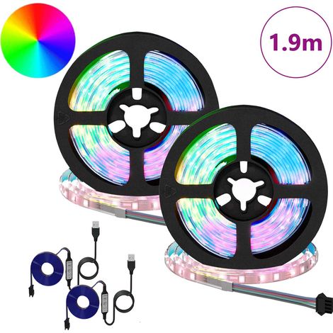 Bande LED 2 pcs Noir et Transparent 950 mm Cuivre et plastique