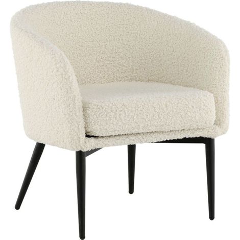 Fauteuil Design Bouclette "Fluffy" 70cm Blanc (1/5)