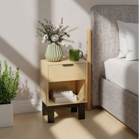 Table de chevet compacte 35 x 26 x 50 cm chene OKMYHOME (1/5)