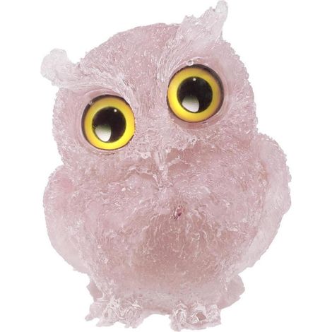 Eule Figur Rosenquarz Kristall Heilstein Geschenk Harz Rosa 6x4.6x4 cm (1/5)