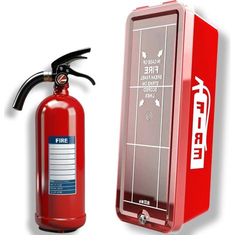 Armoire Murale pour Extincteur – Grand Boîtier en Plastique Fixé au Mur (58 cm) pour Extincteurs ABC 5 kg Utilisation Intérieure Coffret de Rangement pour Extincteur Fixation Sécurisée (1/5)