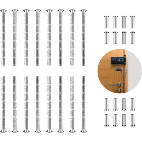 Poignée Porte 16 Pièces Vis de Fixation M4 avec Boulon Manchon pour Portes de 35 à 60 mm Meubles (1/4)