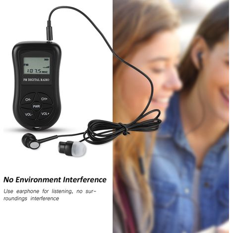 Radio numérique portable mini avec écran LCD, écouteurs et cordon. (1/5)